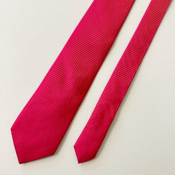 NWT TED BAKER LONDON Pinkish Red Gingham Check Tie Contrast Lining - Picture 2 of 8